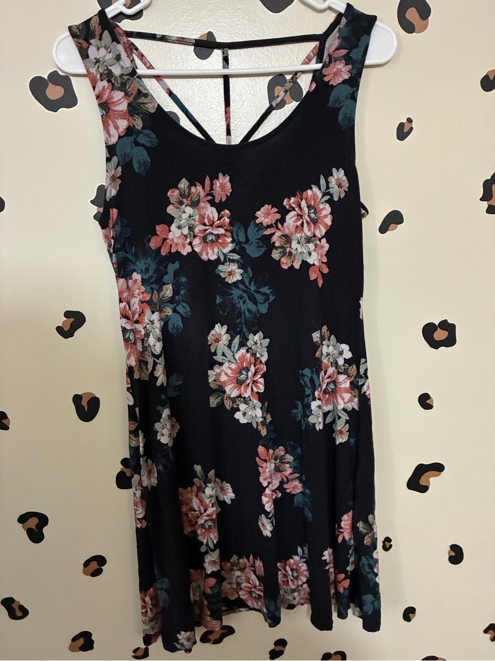 Maurices Black Floral Mini Dress with Pink Blooms